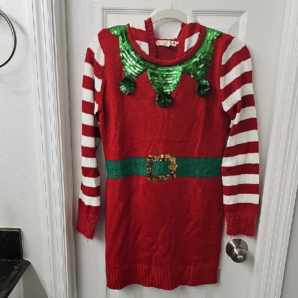 Women's Festive Red and Green Elf Dress